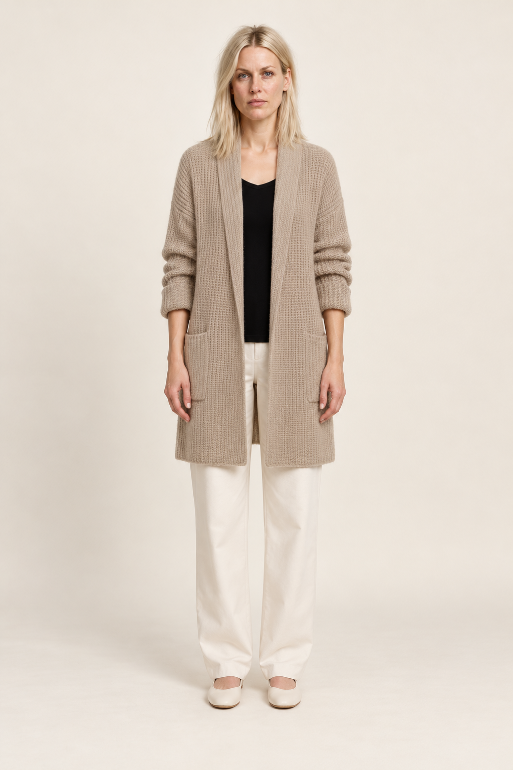 Frieda | Waffle-Knit Longline Cardigan Coat