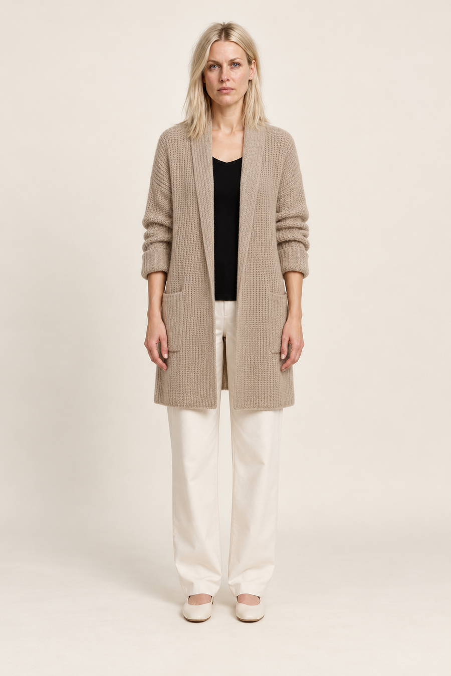 Frieda | Waffle-Knit Longline Cardigan Coat