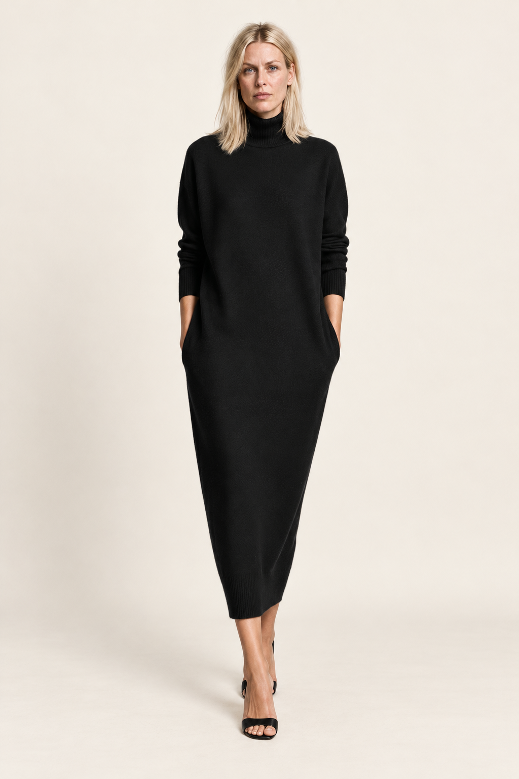 Caitlin | Relaxed Roll Neck Knit Maxi Dress