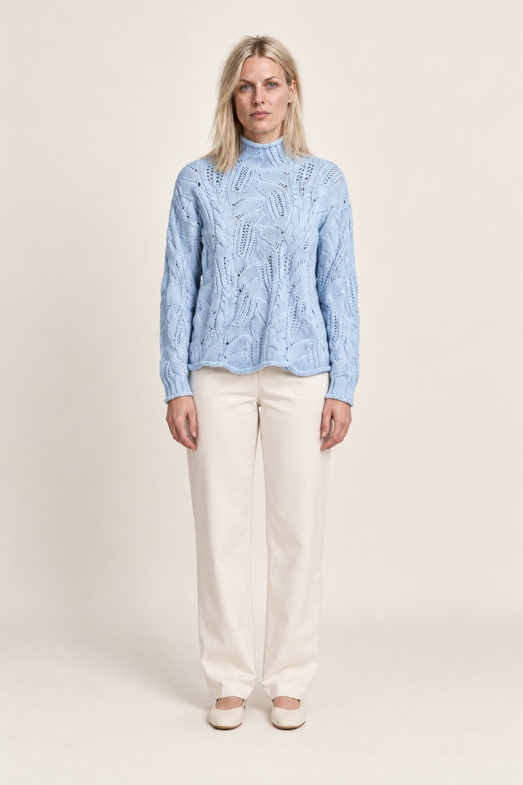 Minerva | Chunky Cable-Knit Roll Neck Jumper