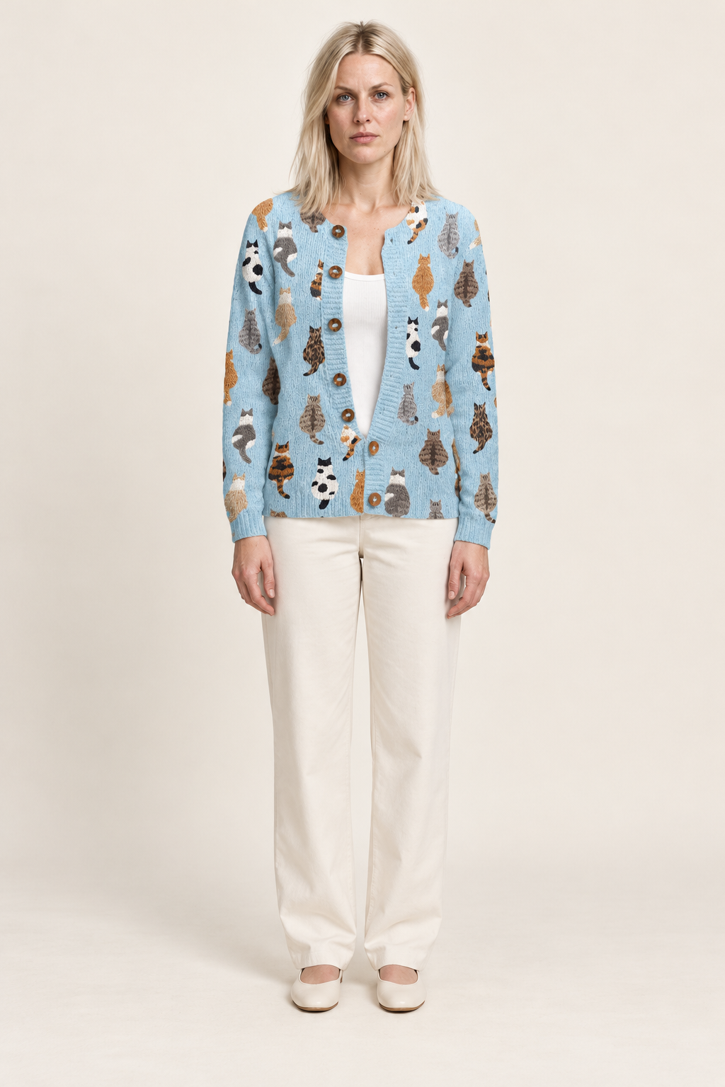 Eulalia | Cat-Motif Button Cardigan