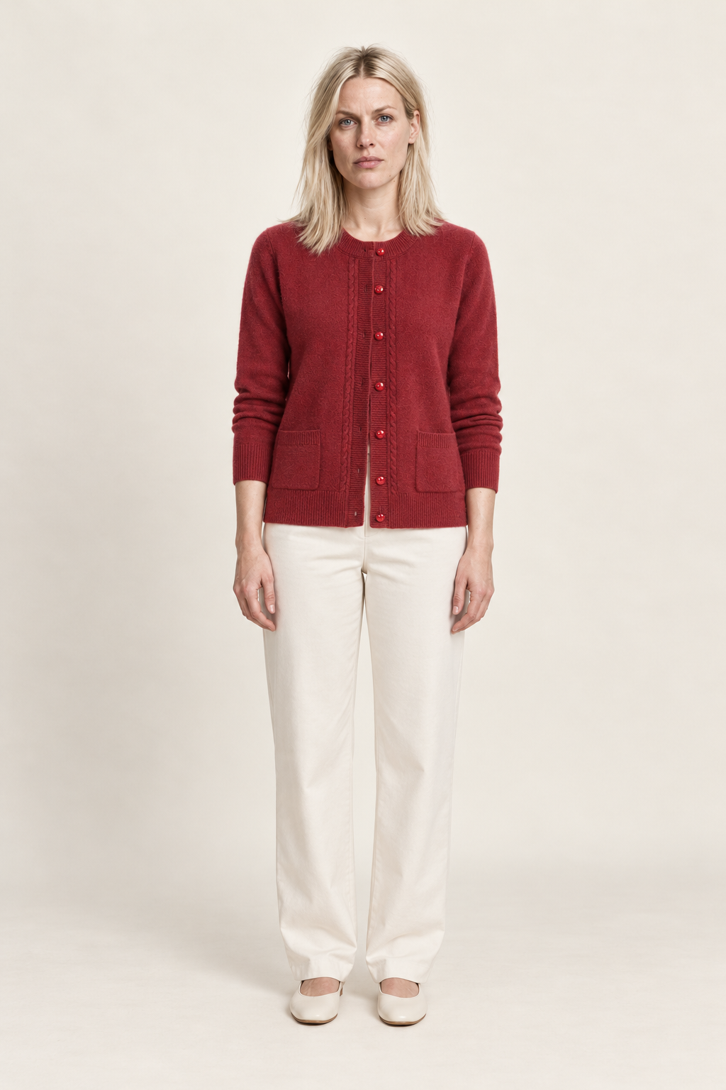 Lavinia | Cable-Trim Button Cardigan