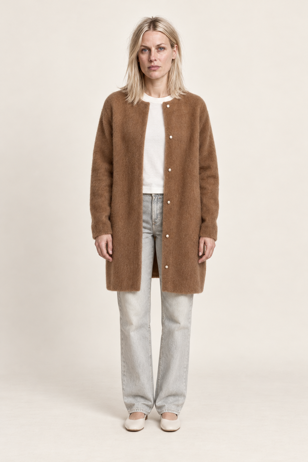 Liesel | Brushed Collarless Longline Cardigan