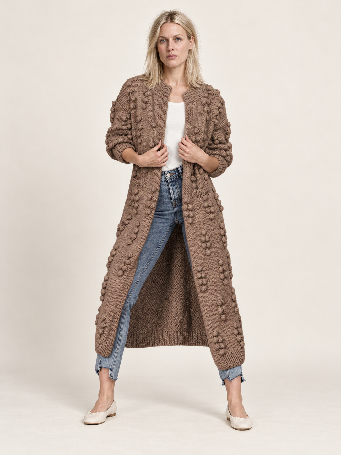 Anzherrah | Bobble Knit Longline Cardigan