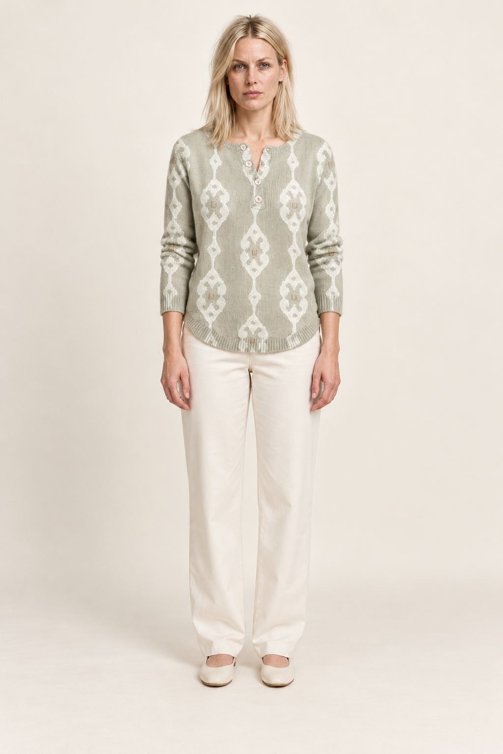 Keira | Abstract Patterned Henley Jumper
