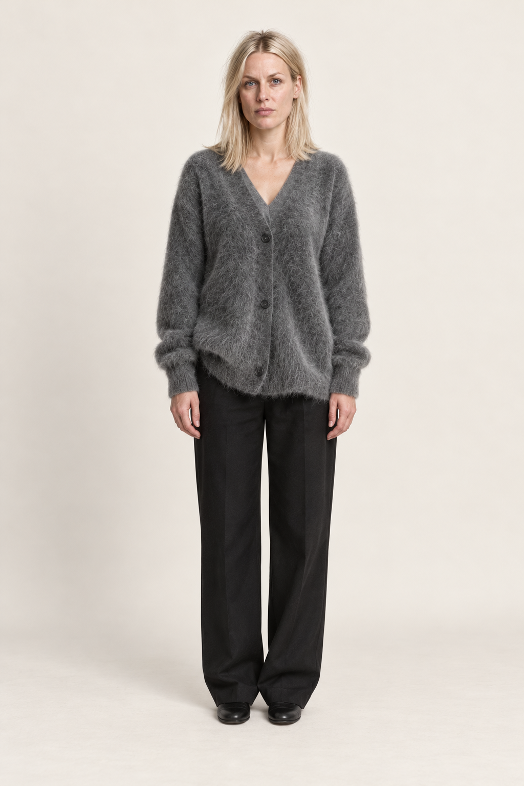 Lucerinna | Fuzzy V-Neck Cardigan