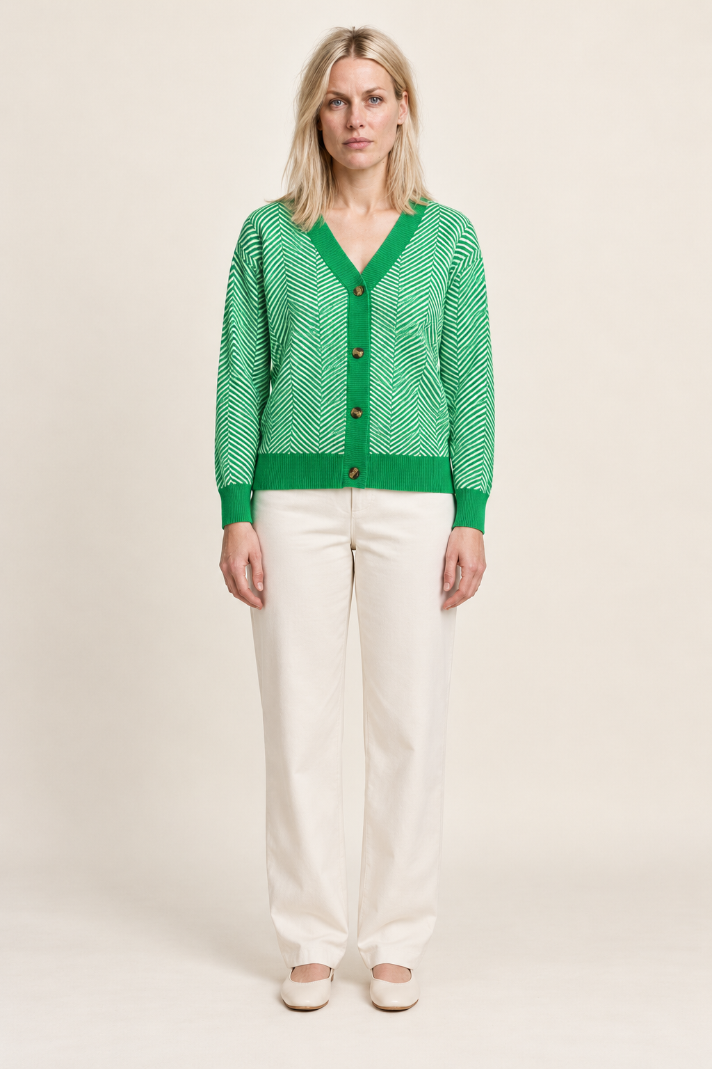 Fenella | Chevron Stripe V-Neck Cardigan