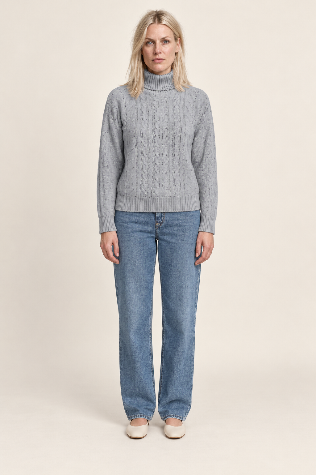 Pandora | Cable-Knit Roll Neck Jumper
