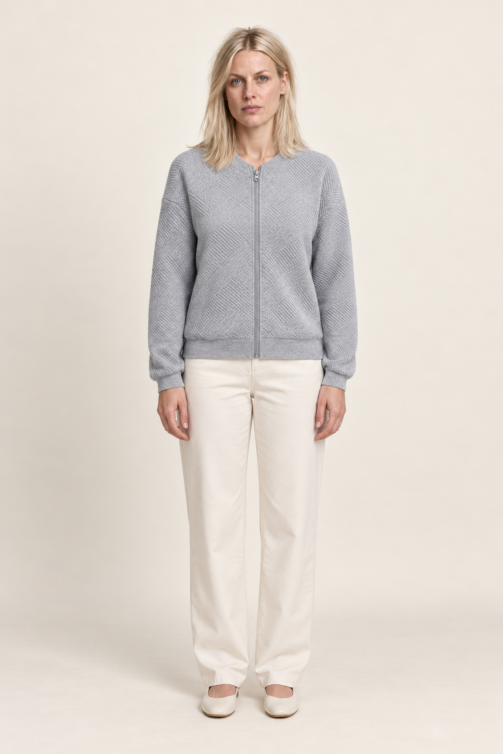 Florence | Textured Zip-Up Bomber Jacket