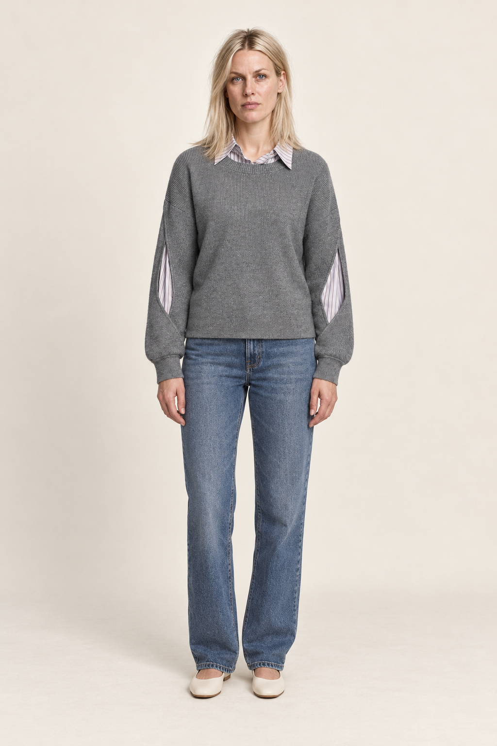 Zora | Layered Shirt Crew Neck Jumper