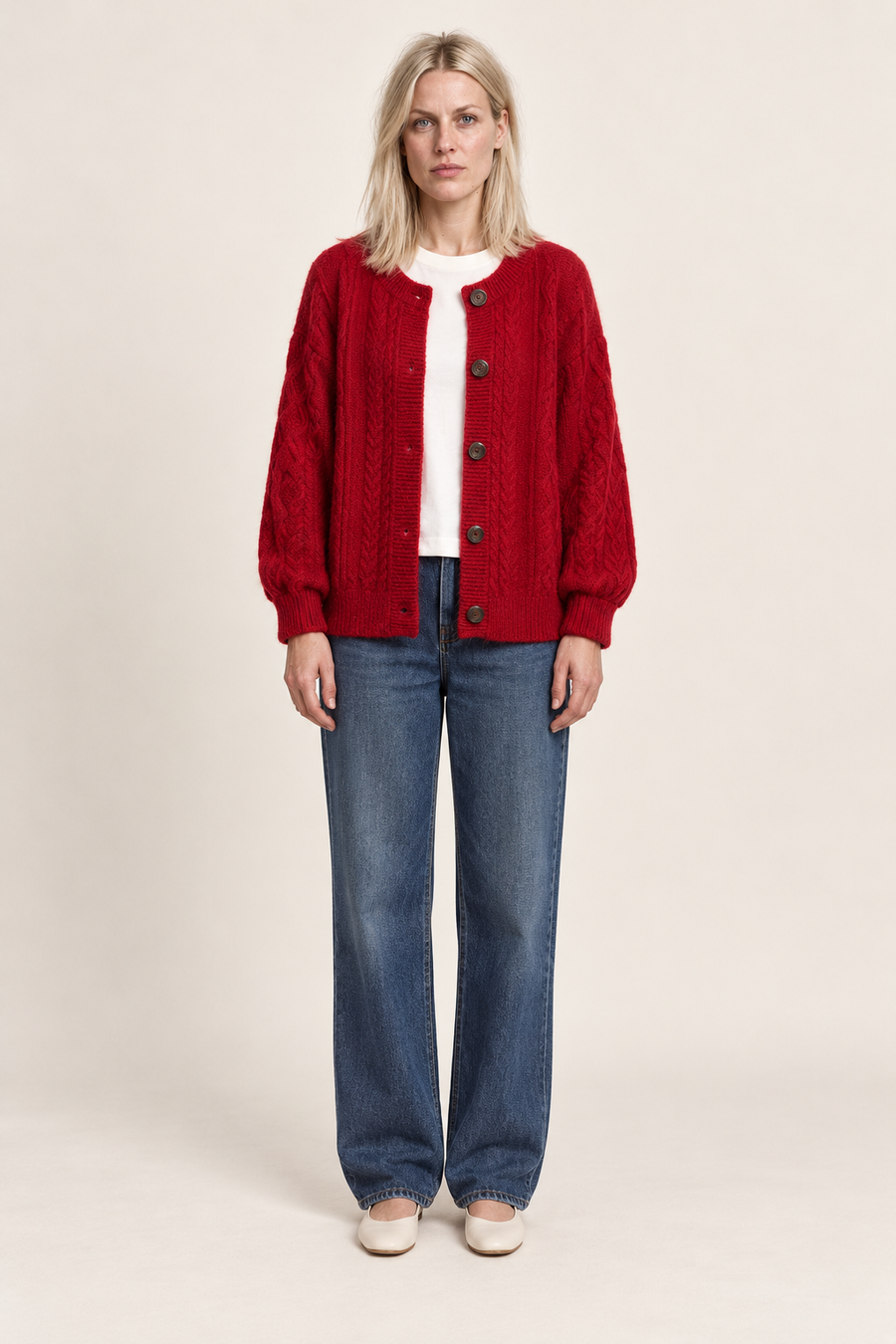 Ainsley | Cable-Knit Button-Front Cardigan