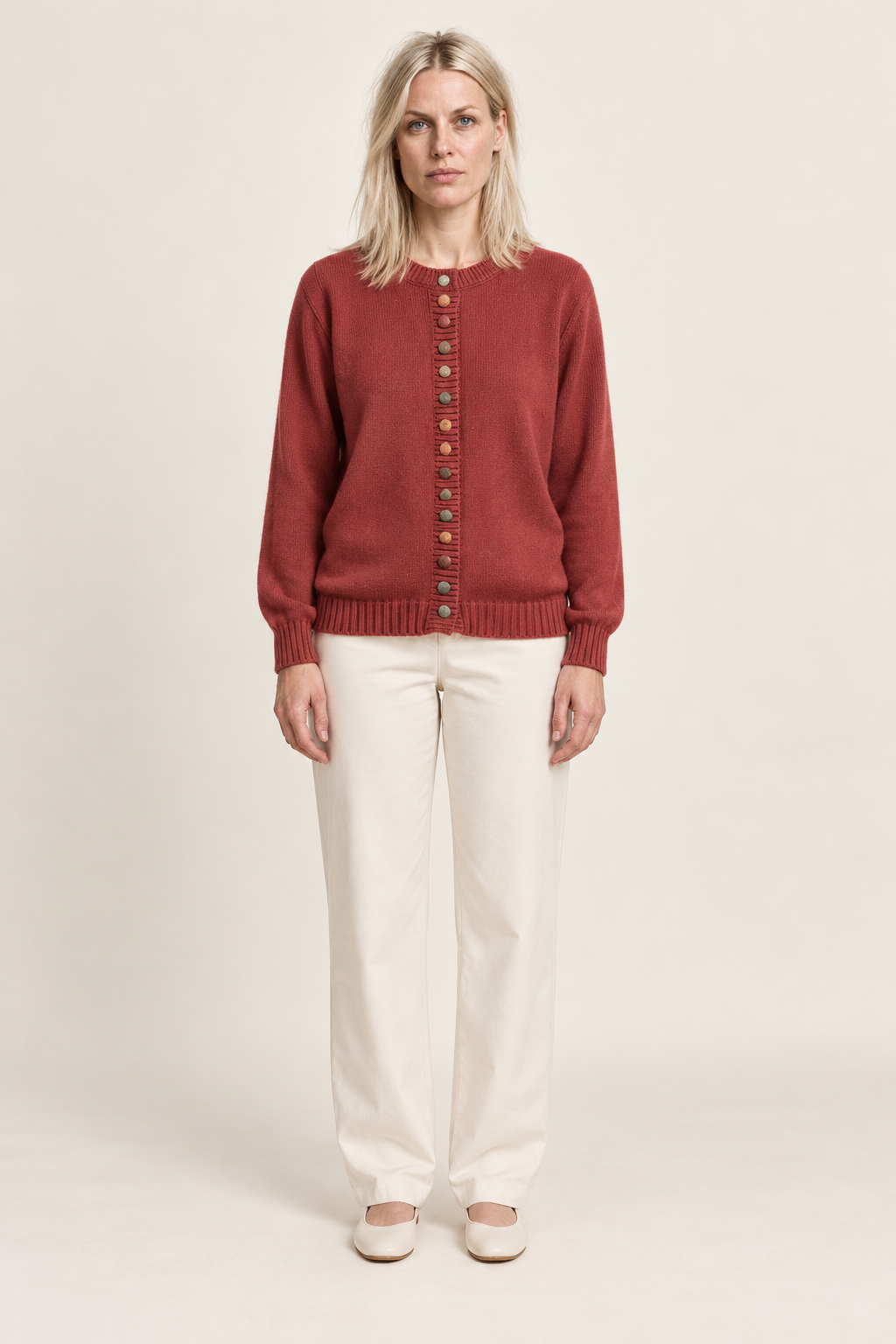 Kalynnah | Round-Neck Button-Front Cardigan