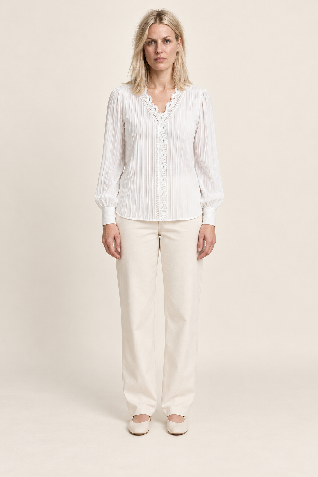 Andrea | Lace-Trim Pullover Blouse