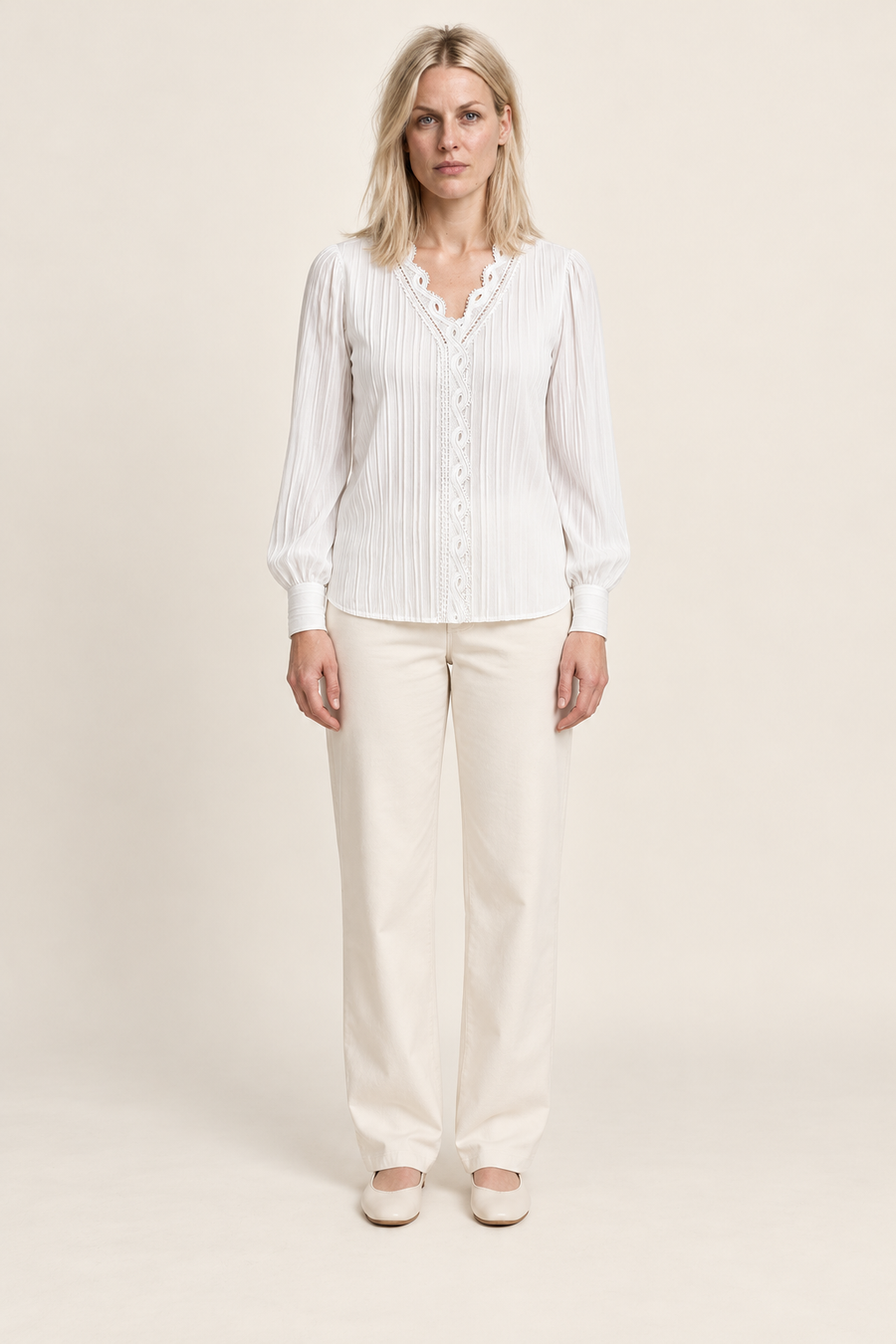Andrea | Lace-Trim Pullover Blouse