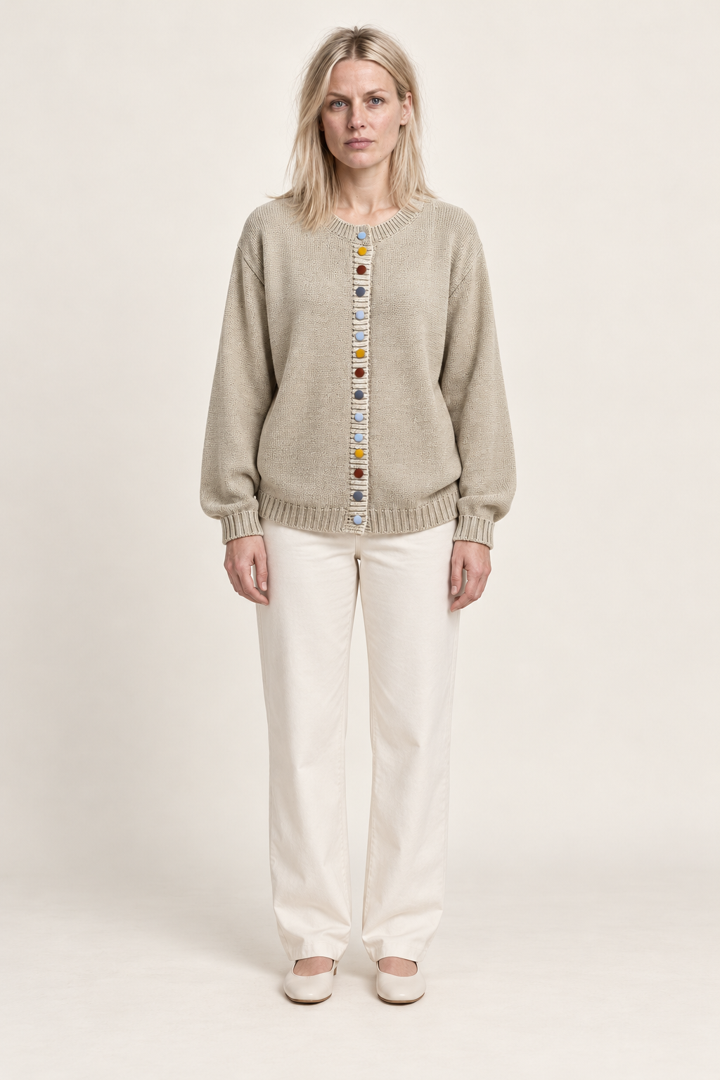Kalynnah | Round-Neck Button-Front Cardigan