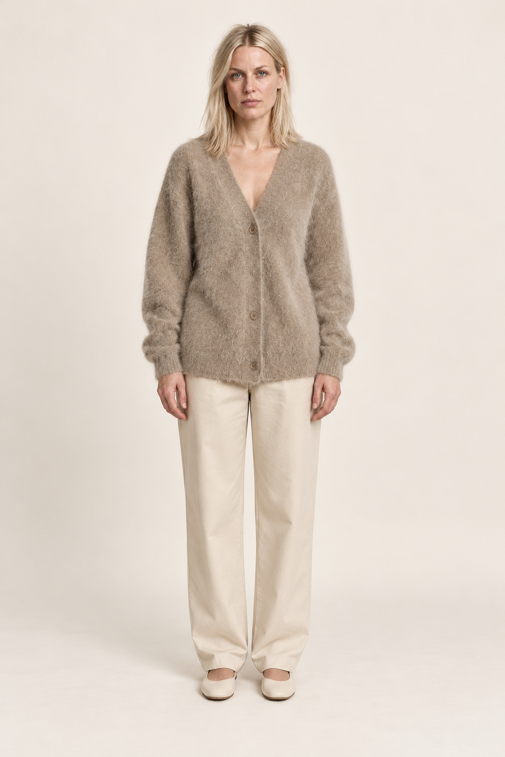 Lucerinna | Fuzzy V-Neck Cardigan