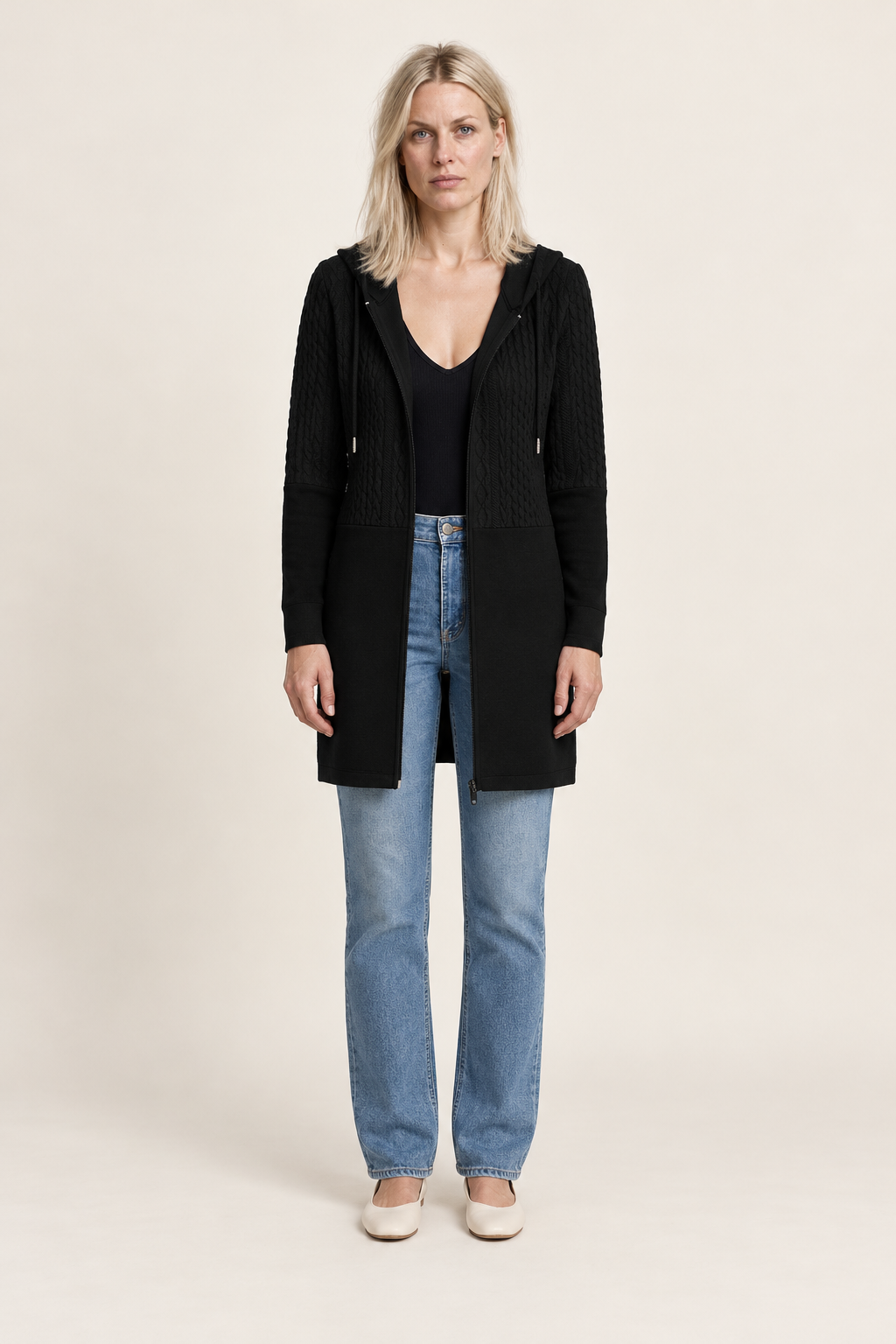Blodwen | Hooded Zip Longline Cardigan