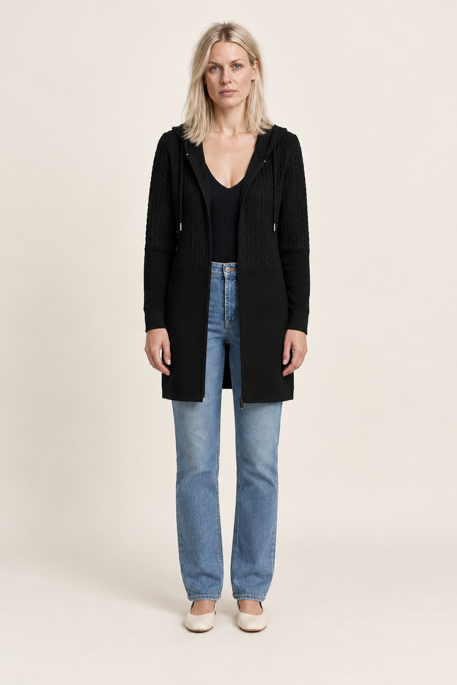 Blodwen | Hooded Zip Longline Cardigan