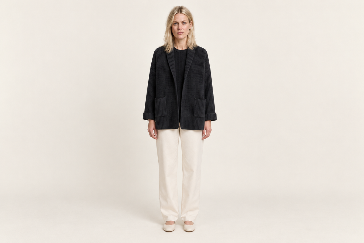 Frieda | Waffle-Knit Longline Cardigan Coat