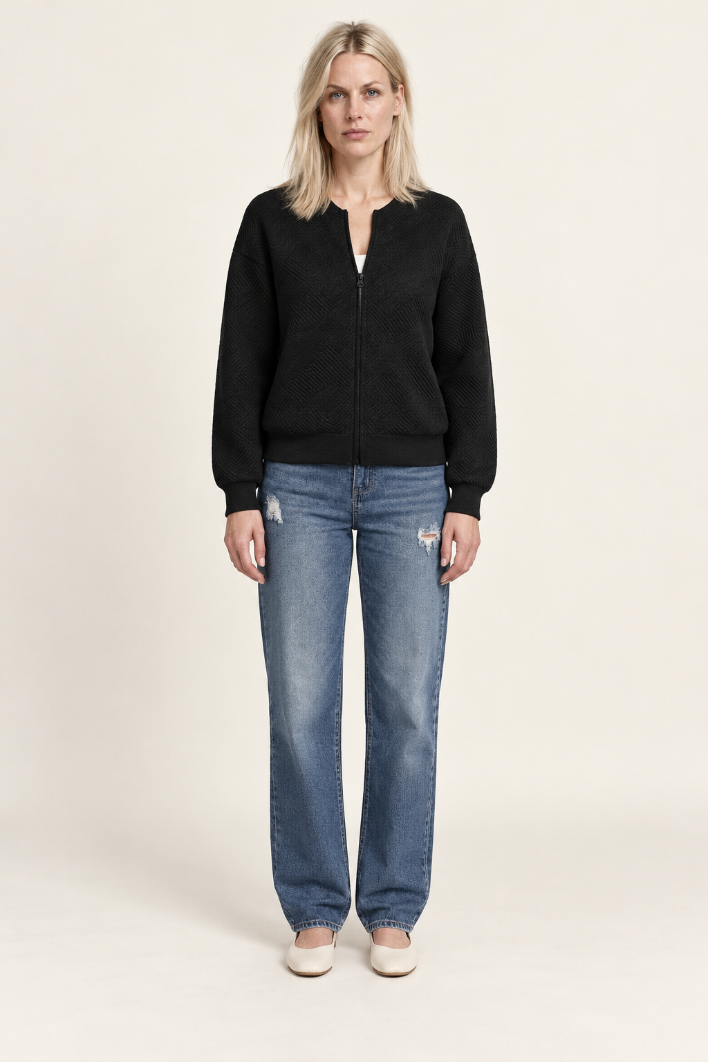 Florence | Textured Zip-Up Bomber Jacket