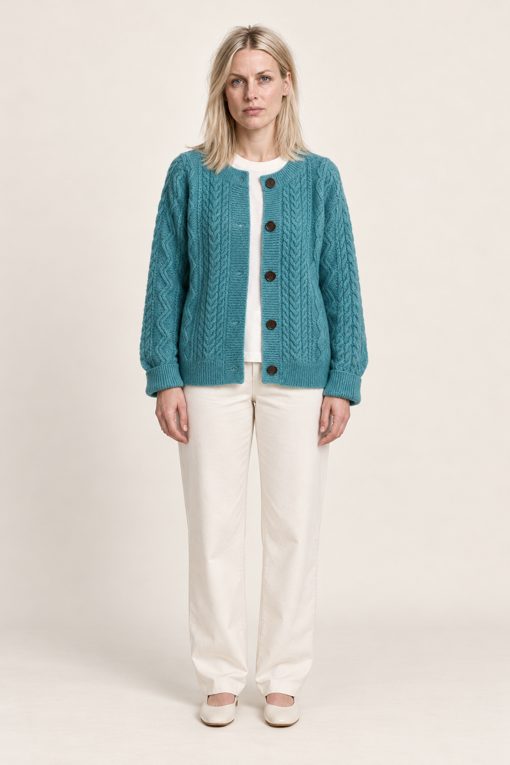 Ainsley | Cable-Knit Button-Front Cardigan