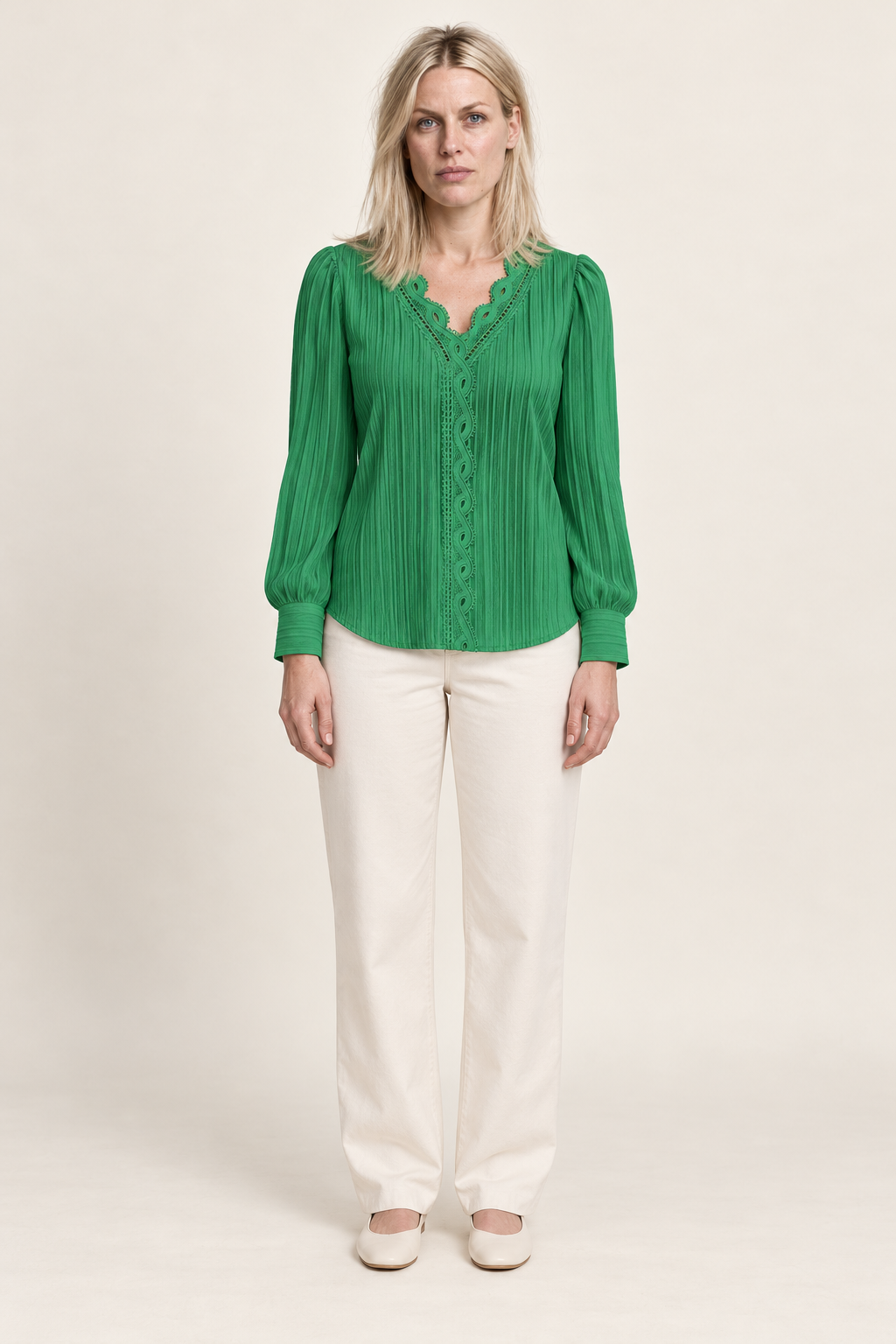 Andrea | Lace-Trim Pullover Blouse