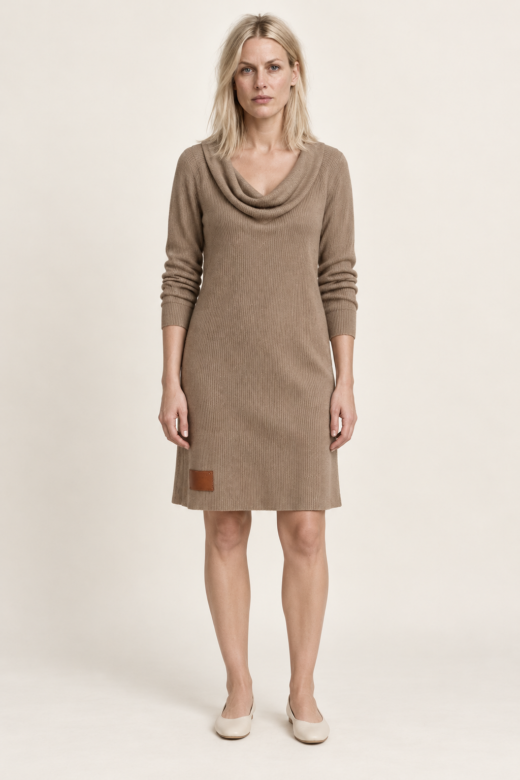 Marlene | Cowl-Neck Ribbed Jumper Dress