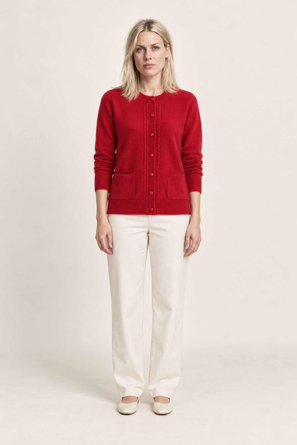 Lavinia | Cable-Trim Button Cardigan