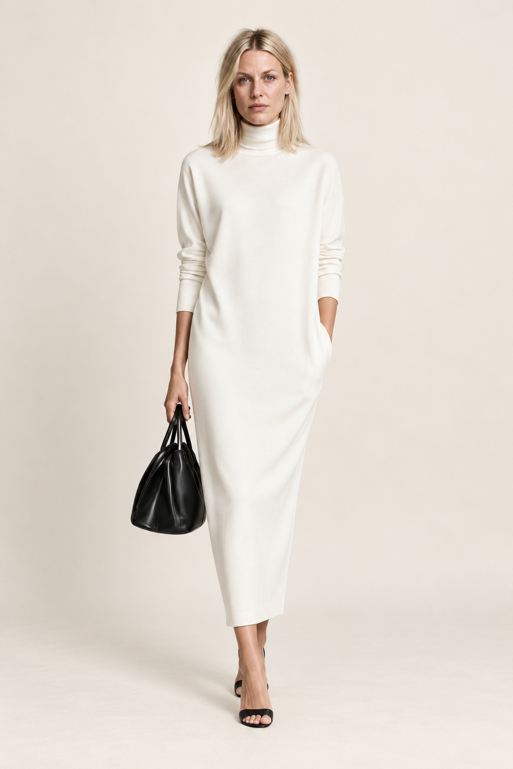 Caitlin | Relaxed Roll Neck Knit Maxi Dress