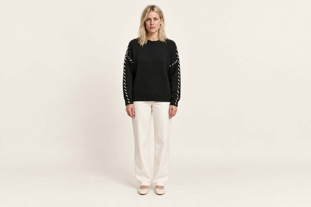 Ninette | Whipstitch Crew Neck Jumper