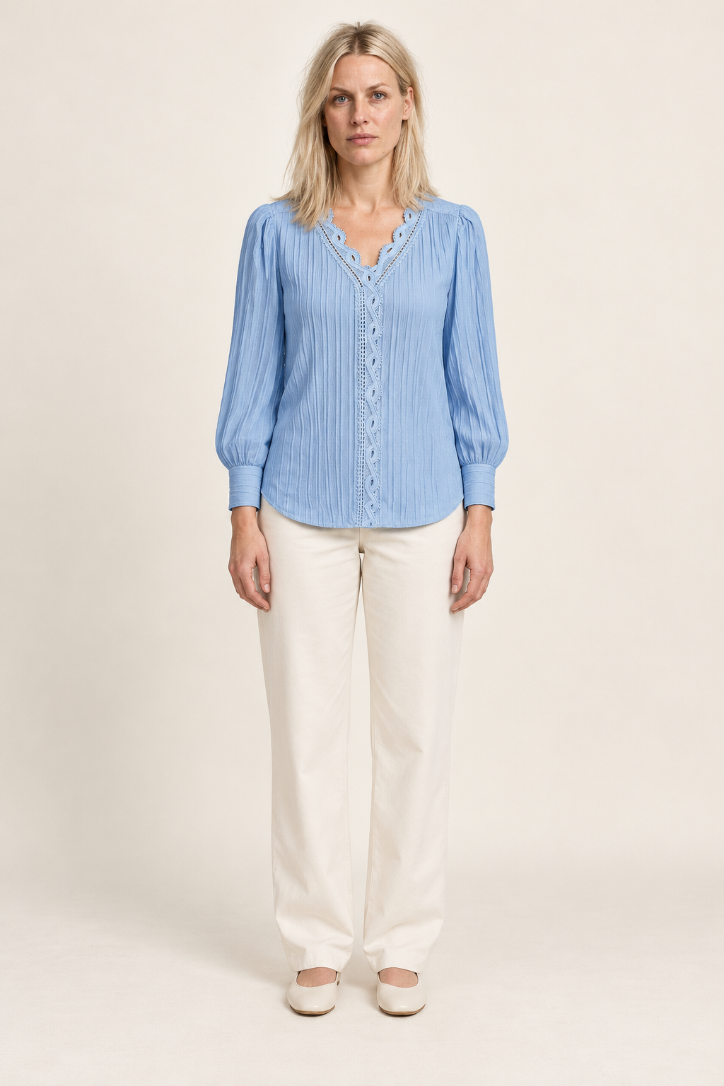 Andrea | Lace-Trim Pullover Blouse