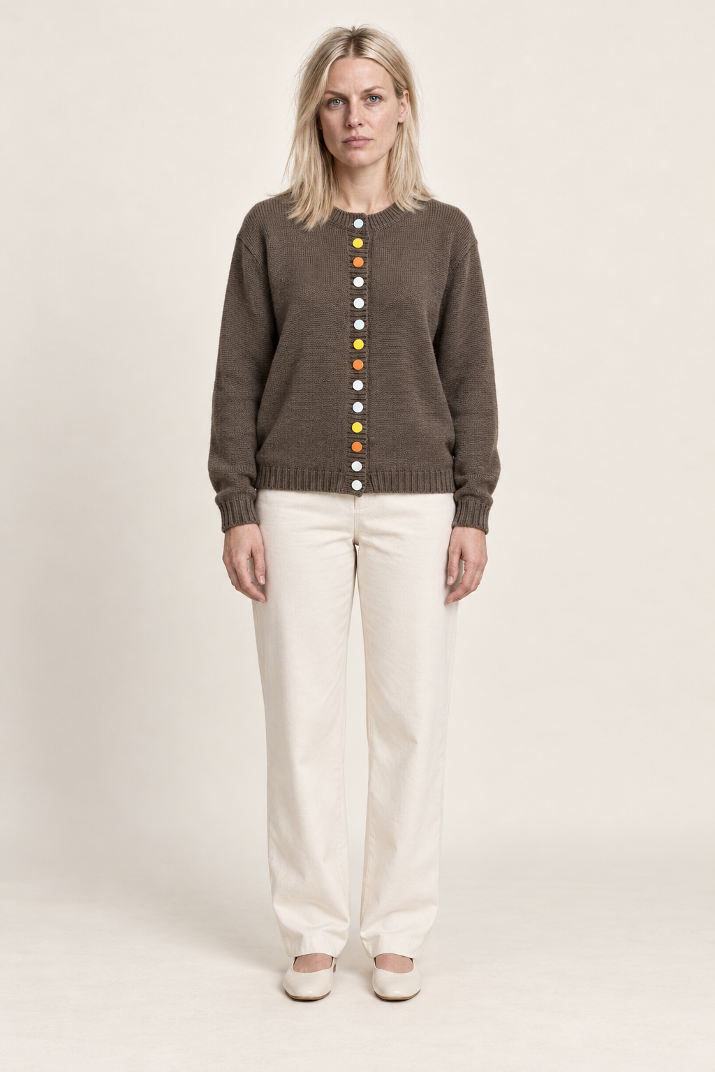 Kalynnah | Round-Neck Button-Front Cardigan