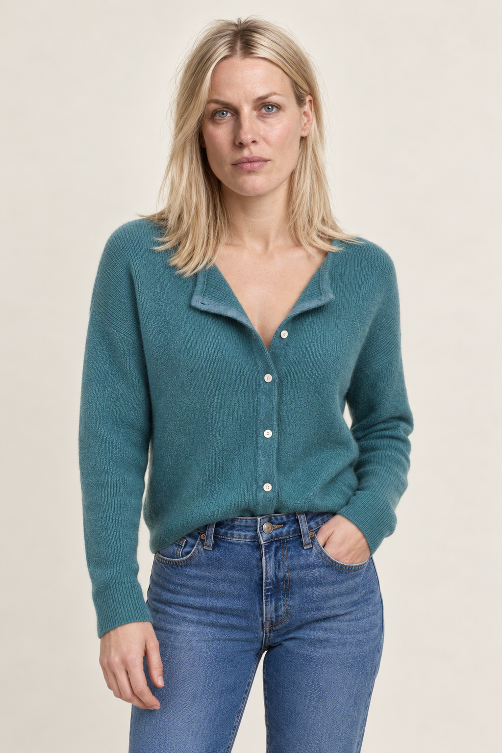 Ilse | Brushed V-Neck Button Cardigan