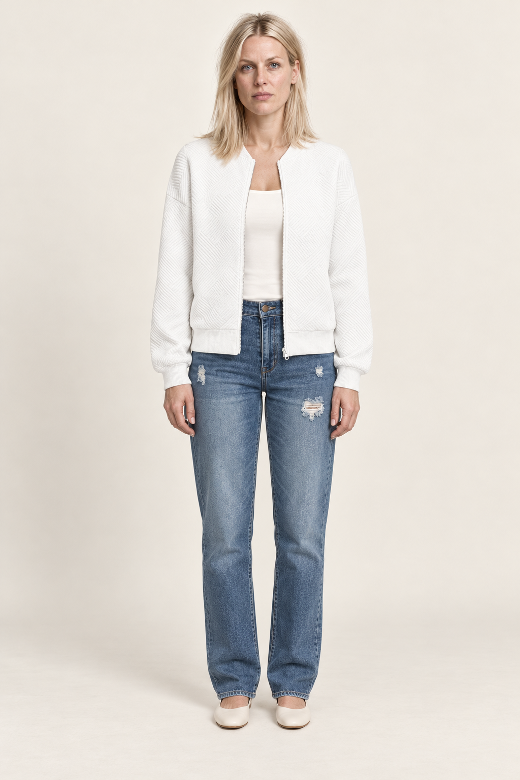 Florence | Textured Zip-Up Bomber Jacket