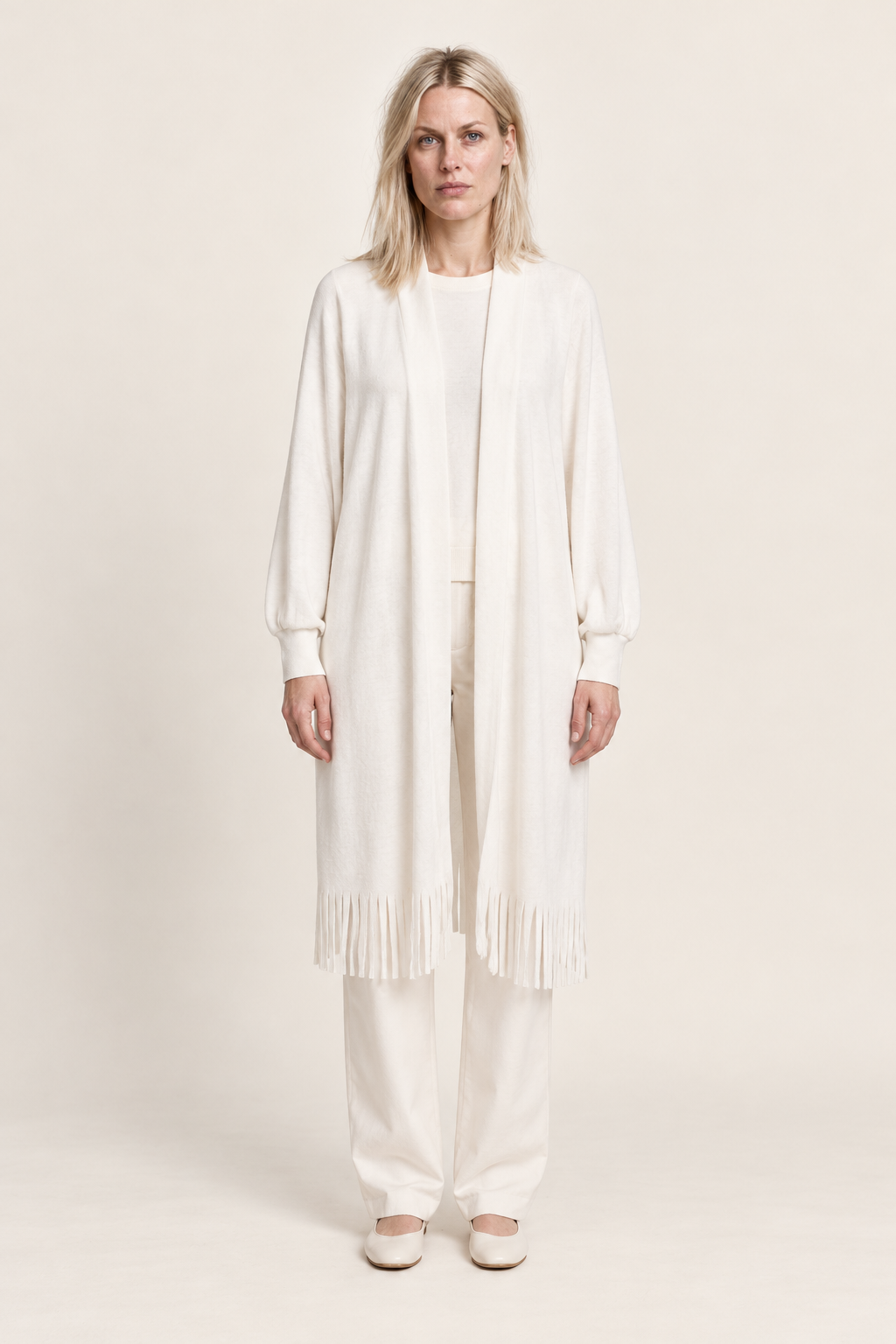 Etta | Brushed Fringe-Hem Cardigan Coat