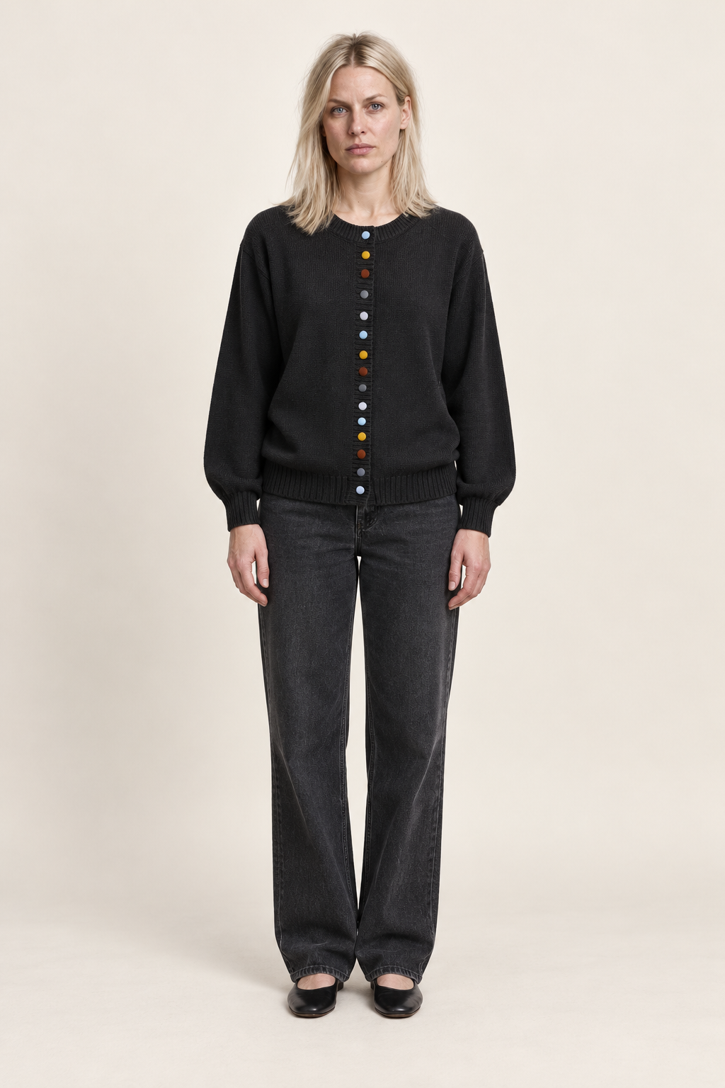 Kalynnah | Round-Neck Button-Front Cardigan
