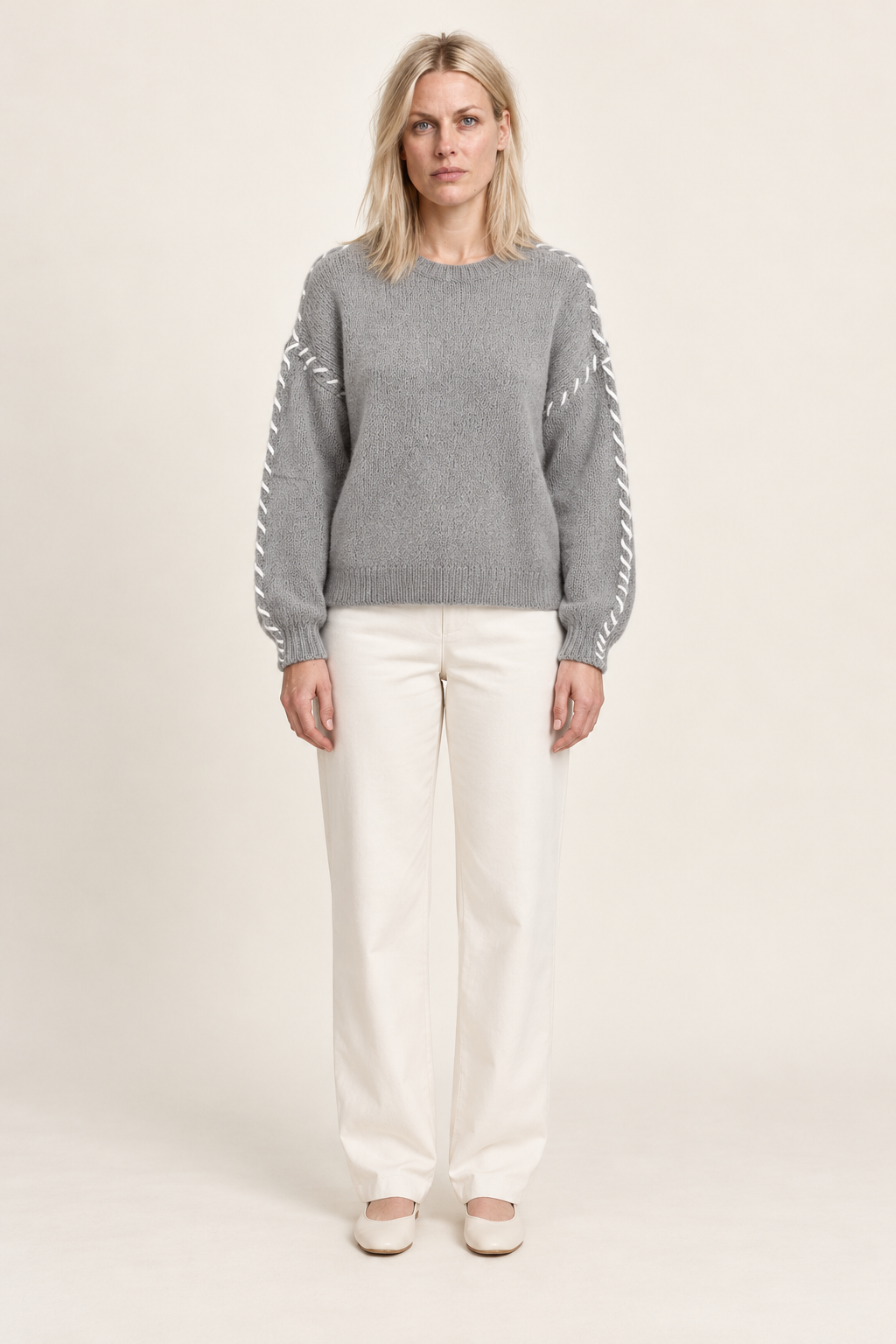 Ninette | Whipstitch Crew Neck Jumper