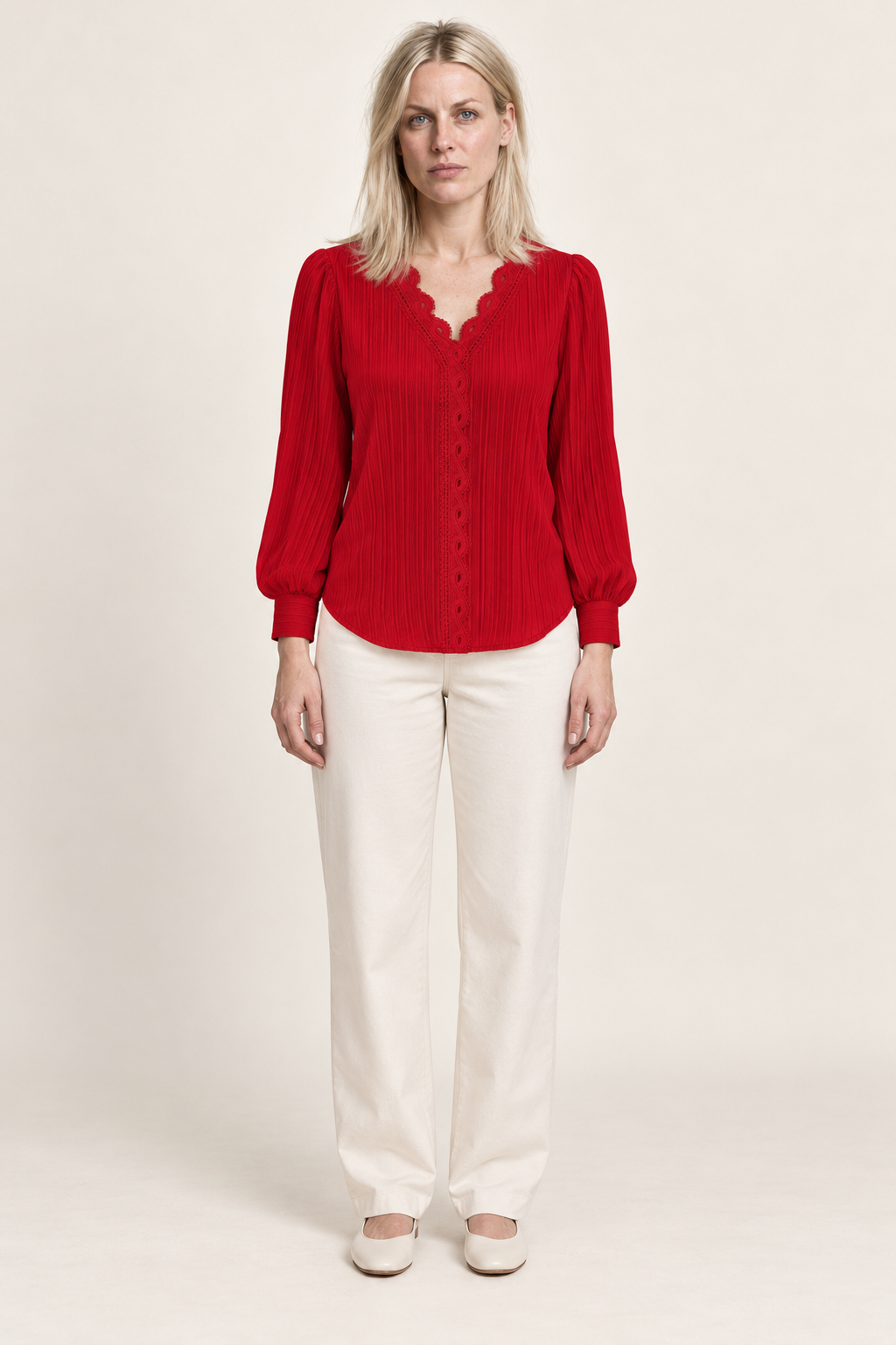 Andrea | Lace-Trim Pullover Blouse