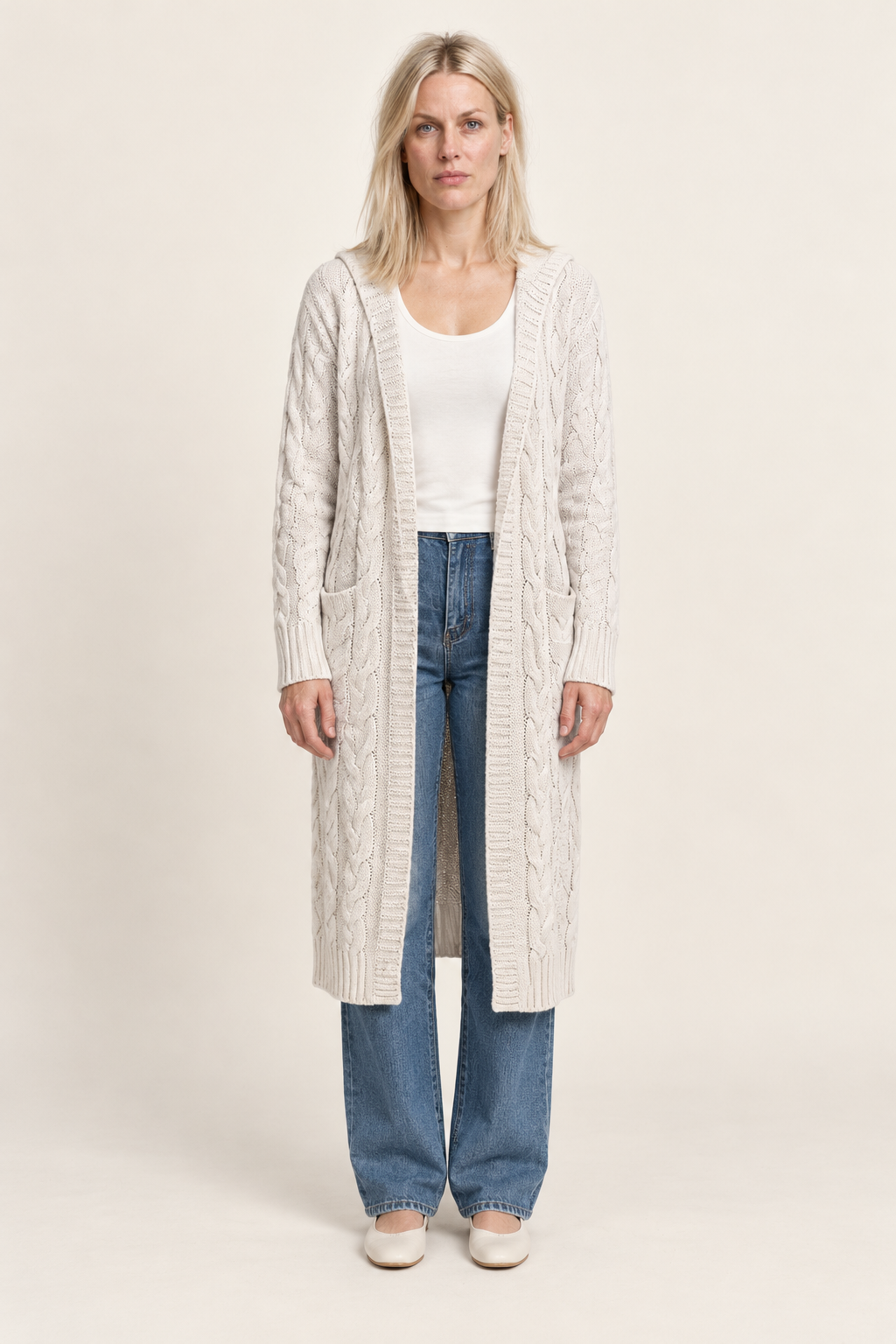 Honor | Cable-Knit Hooded Longline Cardigan