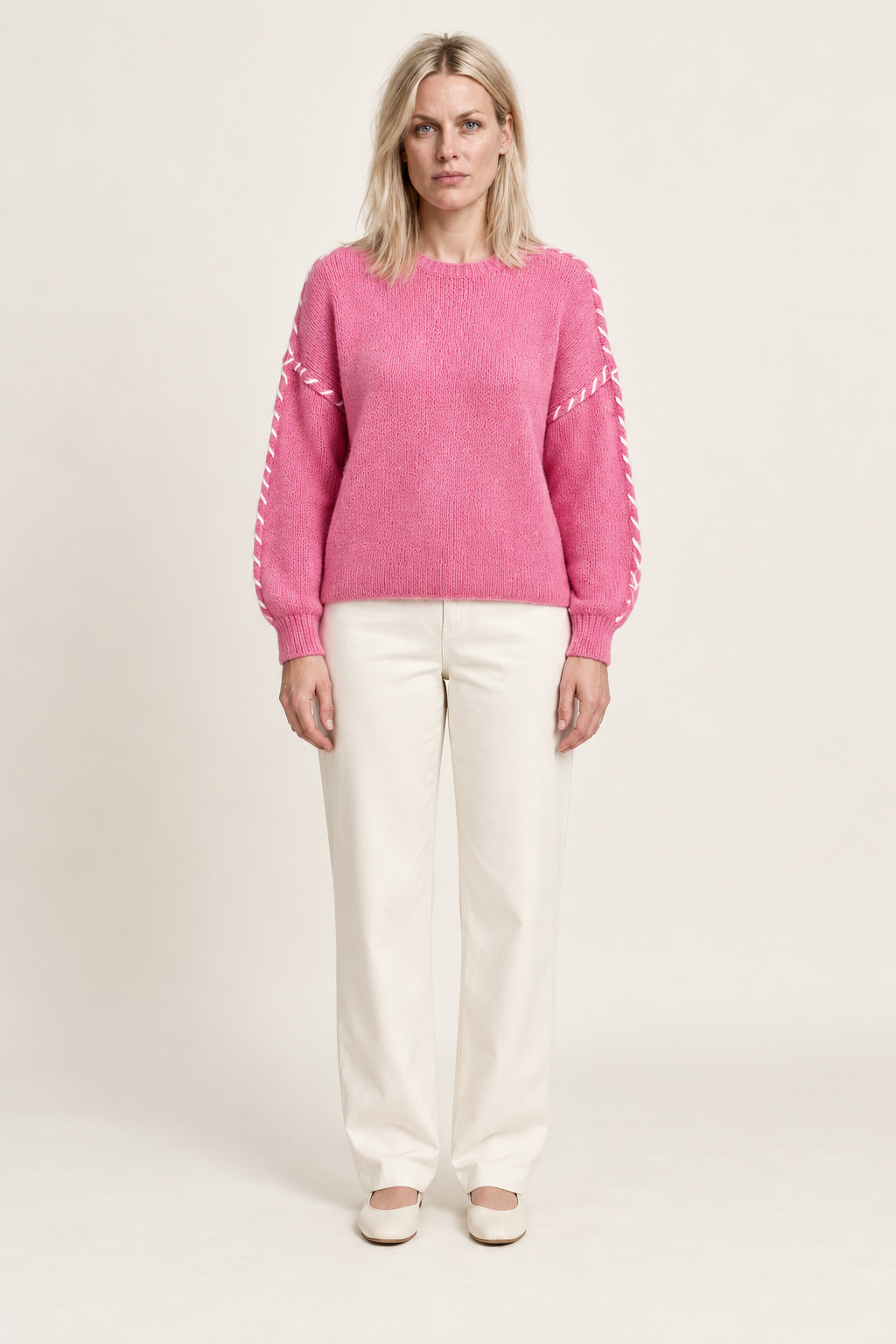 Ninette | Whipstitch Crew Neck Jumper