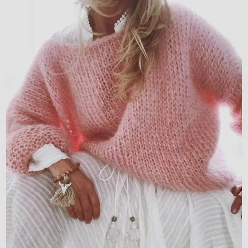 Fluffy wide neck jumper