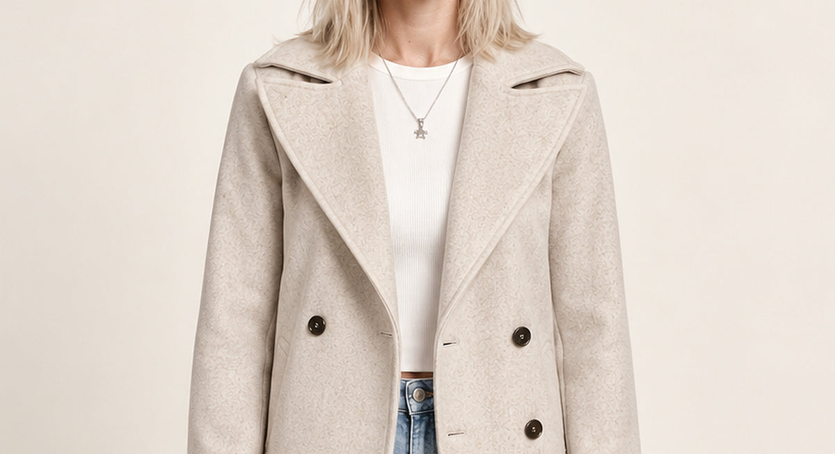 Brigit | Beige Double Breasted Pea Coat