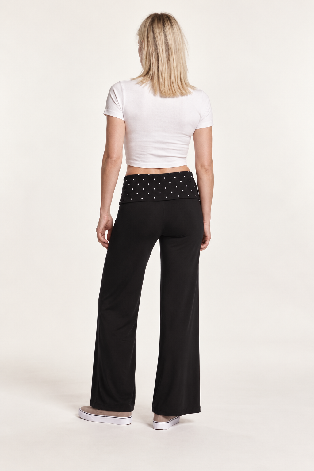 Rhiannon | Polka Dot Foldover-Waist Wide-Leg Pants
