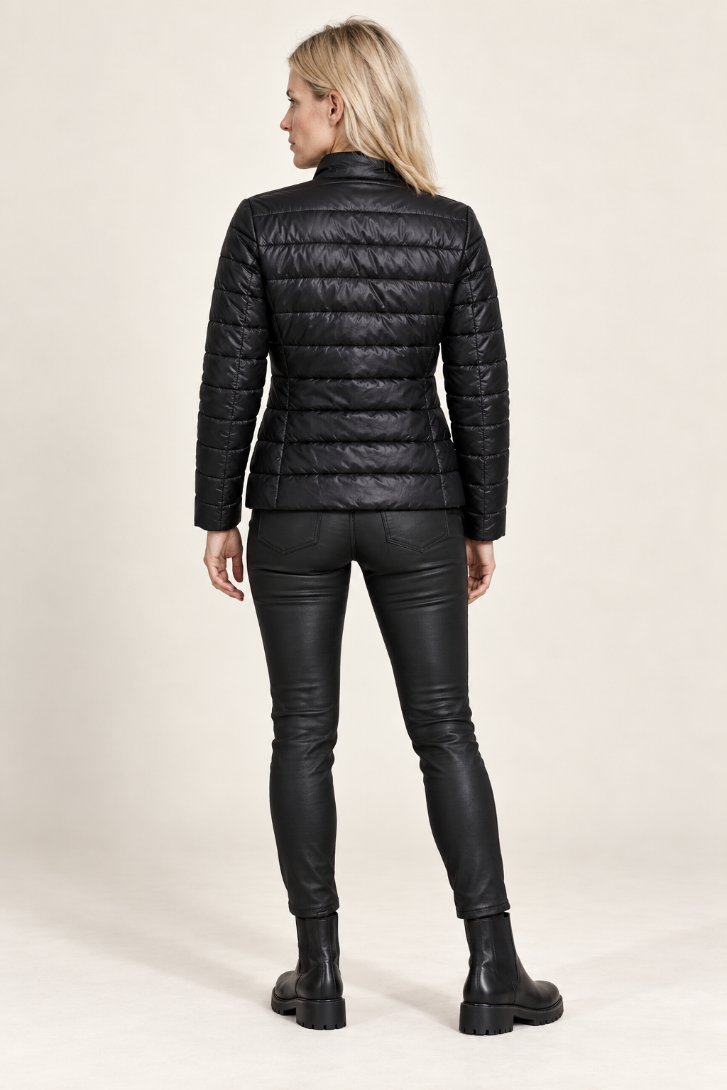 Ieva | High-Shine Stand-Collar Quilted Jacket