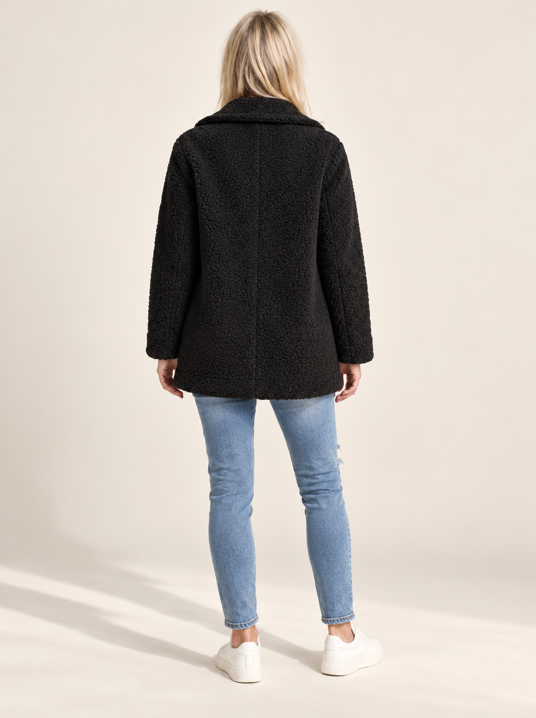Glenys | Double-Breasted Notched-Lapel Teddy Coat