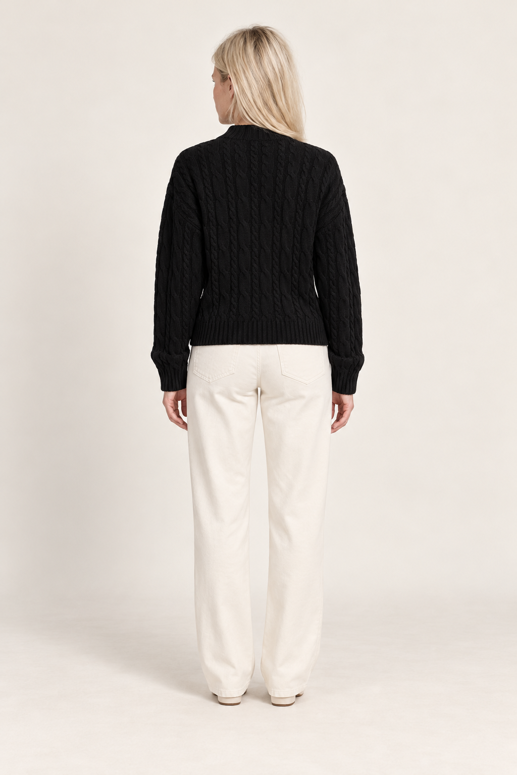 Yvonne | Cable Knit Keyhole High Neck Jumper