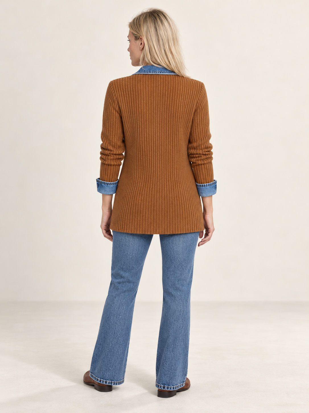 Saskia | Denim Trim Knit Blazer