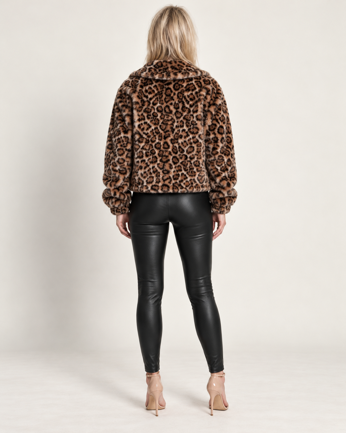 Ginette | Leopard Print Faux Fur Cropped Jacket