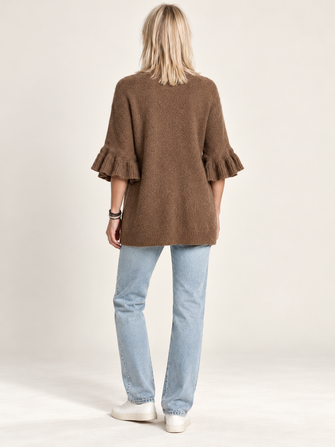Eudora | Ruffle-Sleeve Open-Front Cardigan