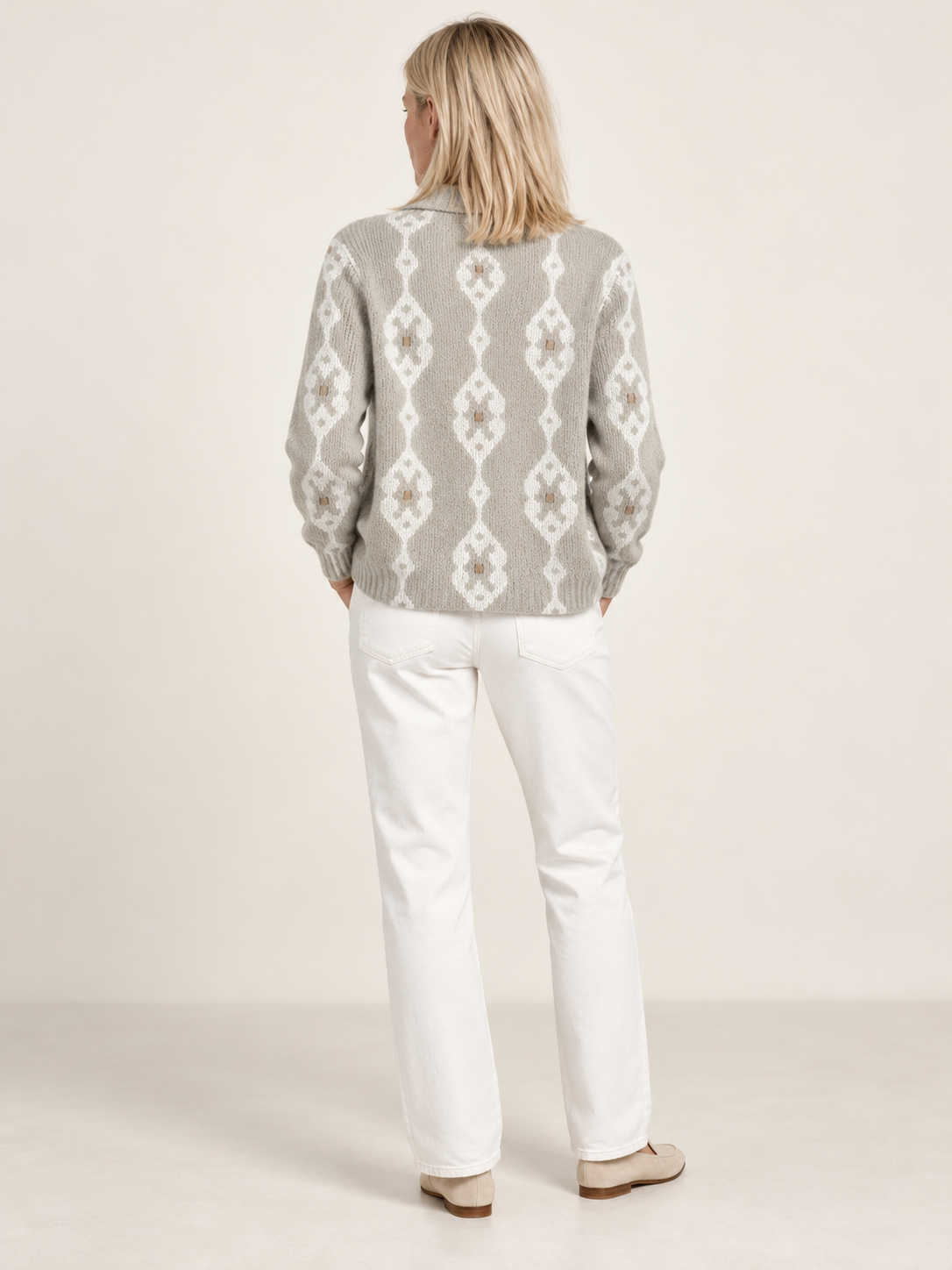 Susanna | Geometric Print Button-Up Knit Cardigan